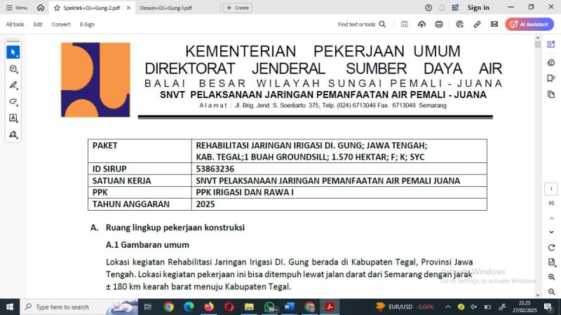 Gardanews.net Monitoring Rehabilitasi Jaringan Irigasi DI. Gung; Jawa Tengah; Kab. Tegal